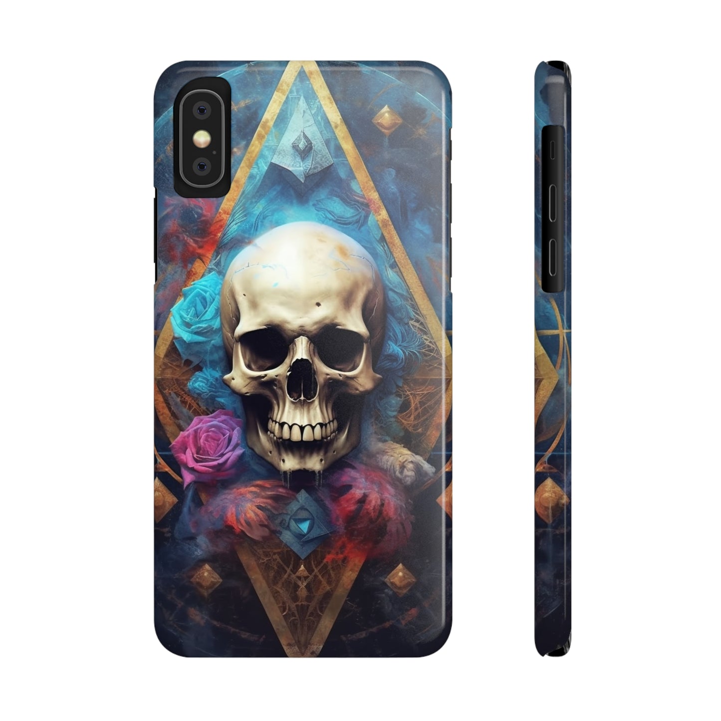 Skull and Roses Slim Phone Case | Gothic Dark Academia Design | iPhone Slim Case