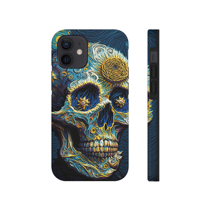 Artistic Fusion: Van Gogh-Inspired Sugar Skull Phone Case - Timeless Elegance Meets Cultural Iconography