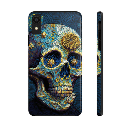 Artistic Fusion: Van Gogh-Inspired Sugar Skull Phone Case - Timeless Elegance Meets Cultural Iconography