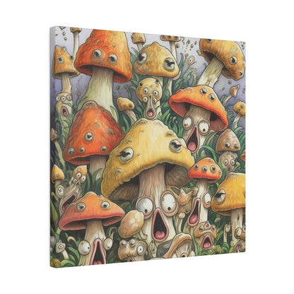 Screaming Shrooms: Psychedelic Surrealistic Pop Art Canvas