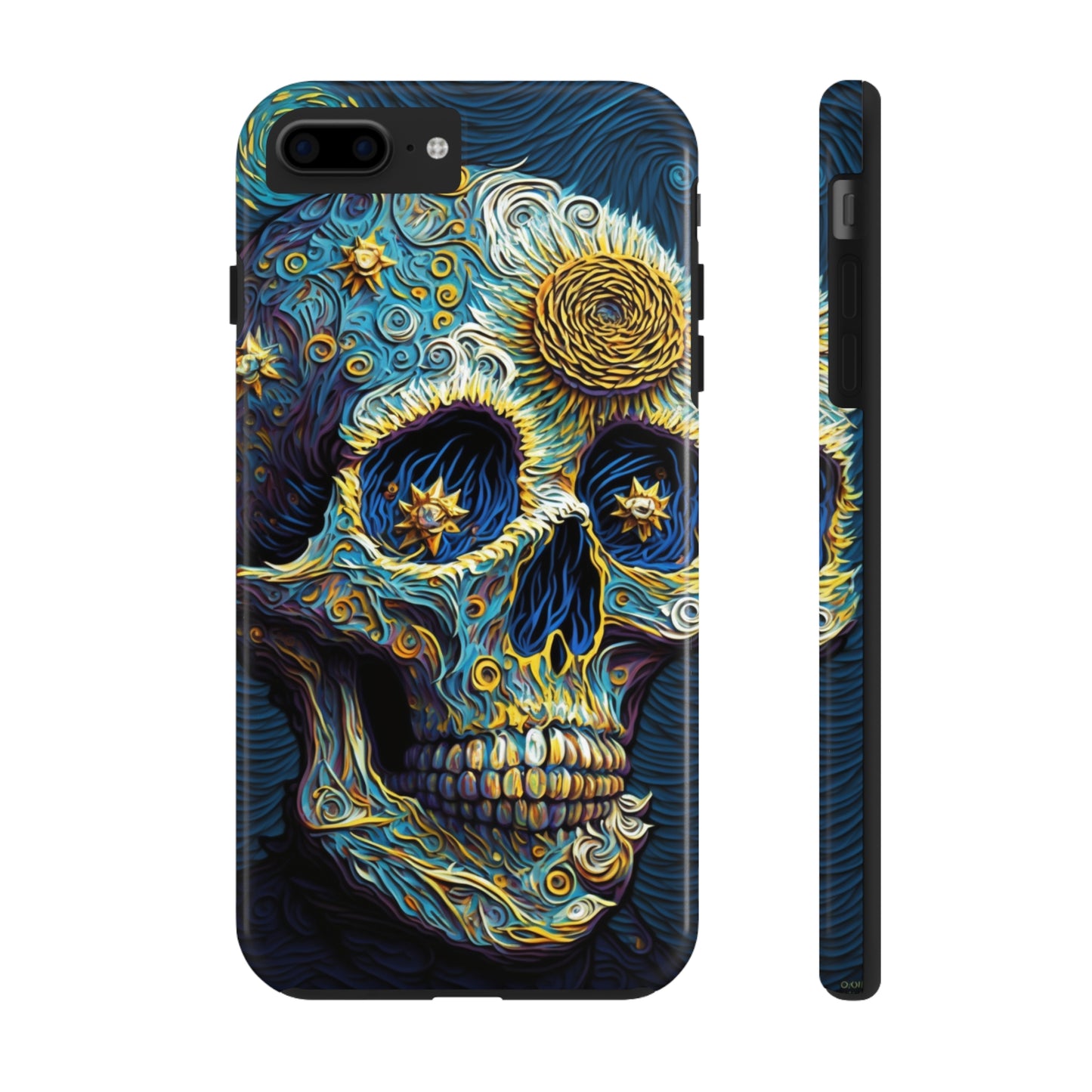 Artistic Fusion: Van Gogh-Inspired Sugar Skull Phone Case - Timeless Elegance Meets Cultural Iconography