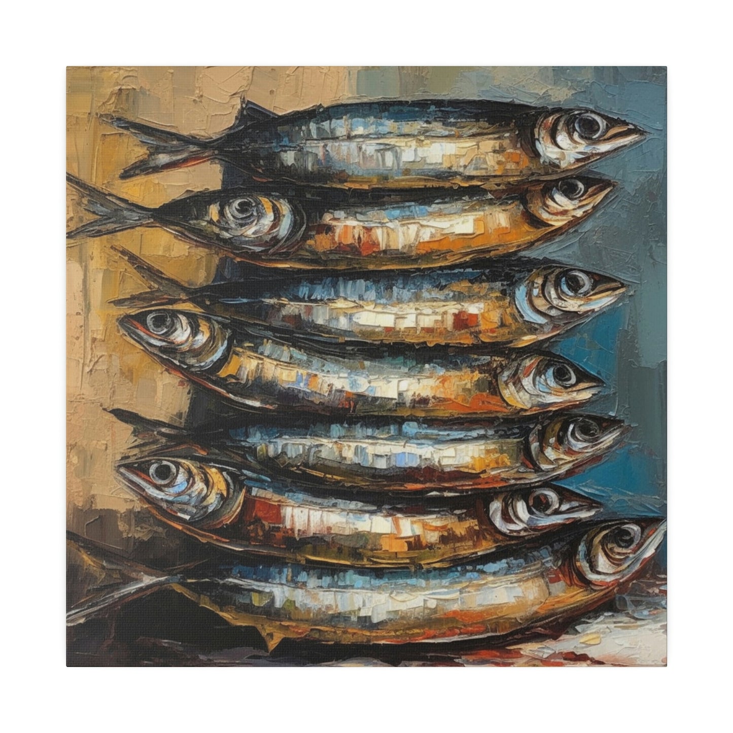 Stacked Sardines Italian Style Art - Canvas Print