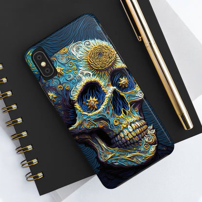 Artistic Fusion: Van Gogh-Inspired Sugar Skull Phone Case - Timeless Elegance Meets Cultural Iconography