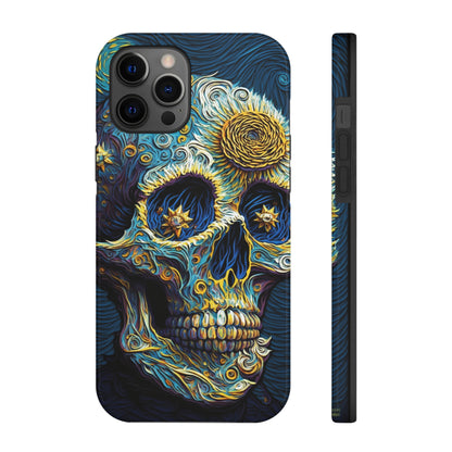 Artistic Fusion: Van Gogh-Inspired Sugar Skull Phone Case - Timeless Elegance Meets Cultural Iconography