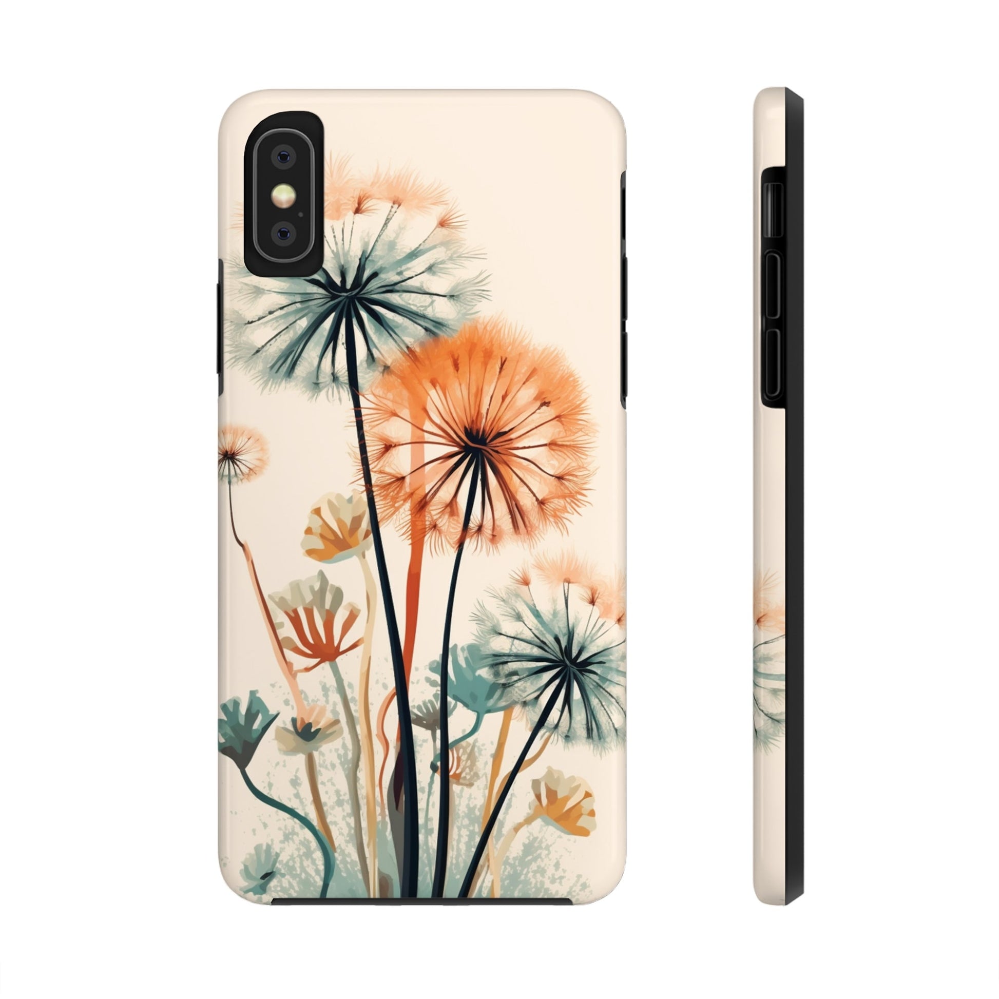 Vintage Dandelion iPhone 14 Case Tough iPhone Case | Flower Power Watercolor Painting iPhone 14, 11 Pro, 12, 13, Retro Wanderlust Boho Style