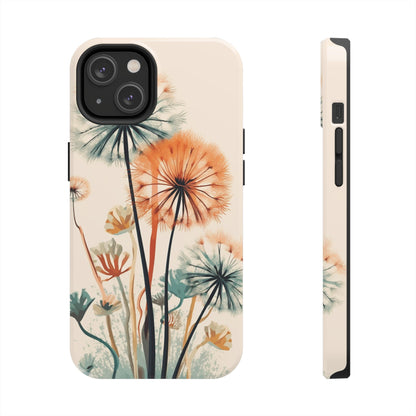 Vintage Dandelion iPhone 14 Case Tough iPhone Case | Flower Power Watercolor Painting iPhone 14, 11 Pro, 12, 13, Retro Wanderlust Boho Style