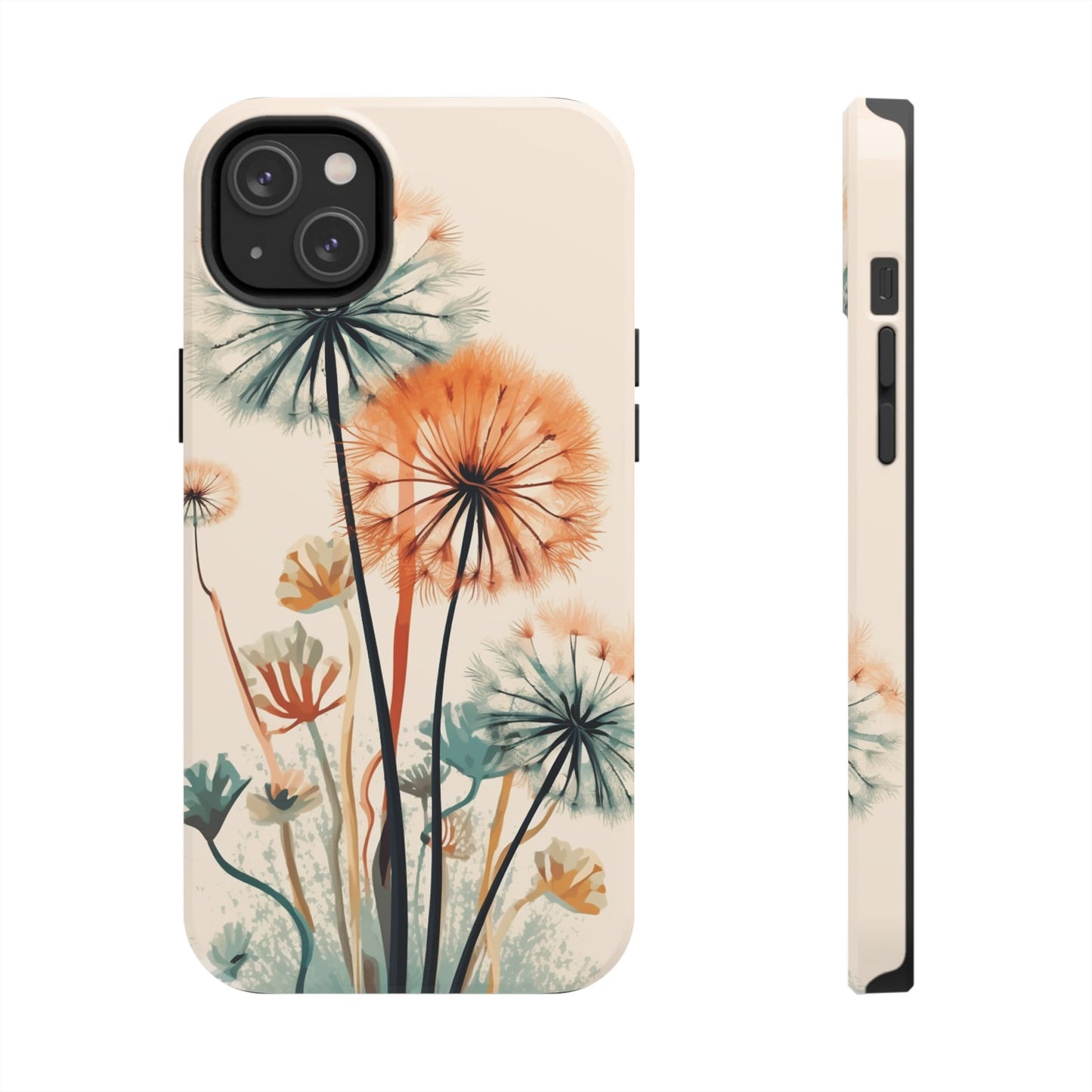 Vintage Dandelion iPhone 14 Case Tough iPhone Case | Flower Power Watercolor Painting iPhone 14, 11 Pro, 12, 13, Retro Wanderlust Boho Style